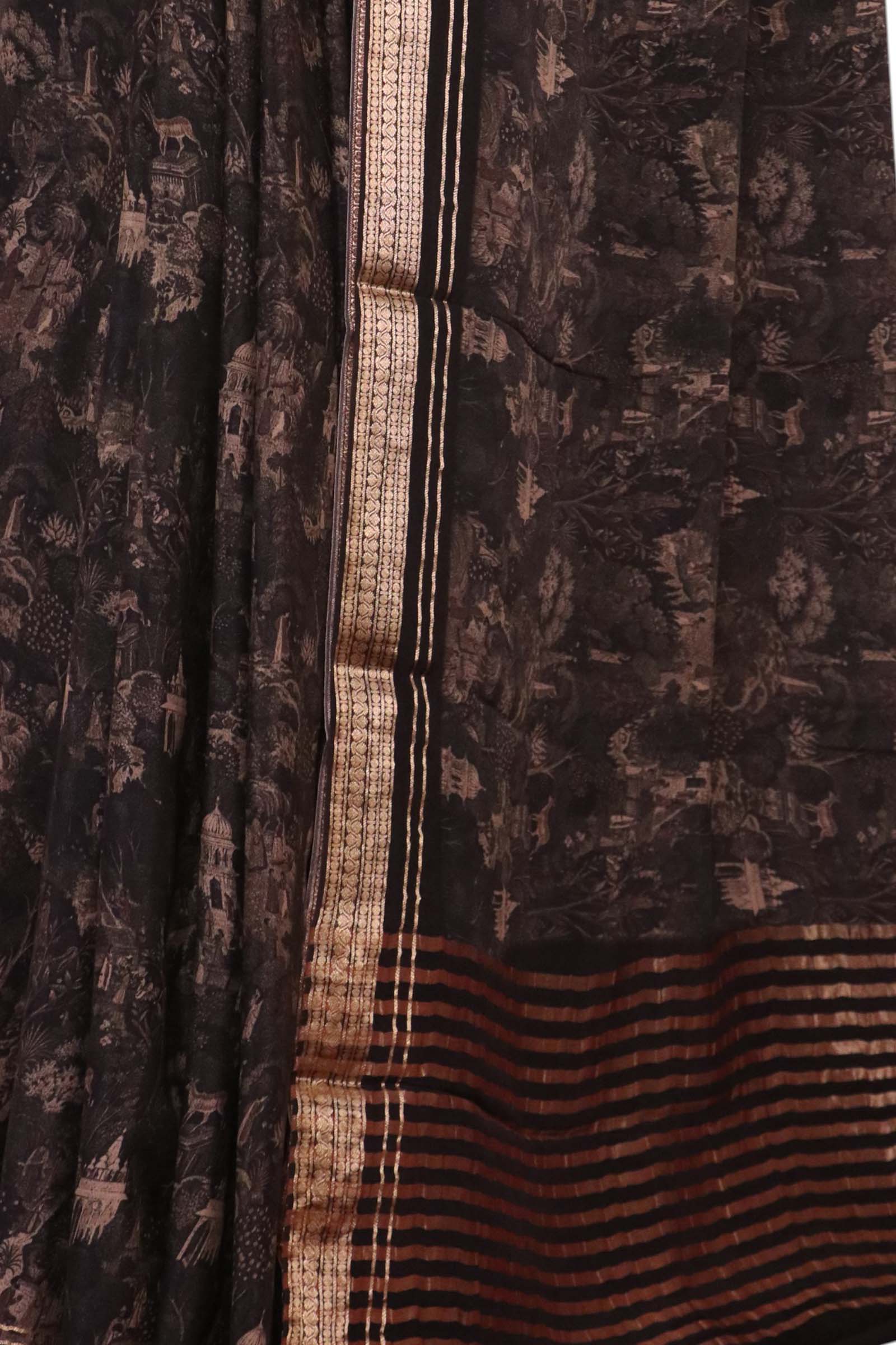 Pure Floral Zari Crepe Silk Saree AL206180